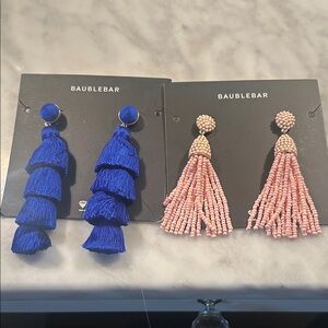 BaubleBar Royal Blue and Blush Pink Tassel Earrings